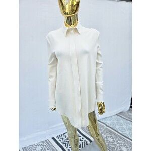 Marie‎ Saint Pierre White Scuba Tile Top Tunic Size 0 Long Sleeve Zipper